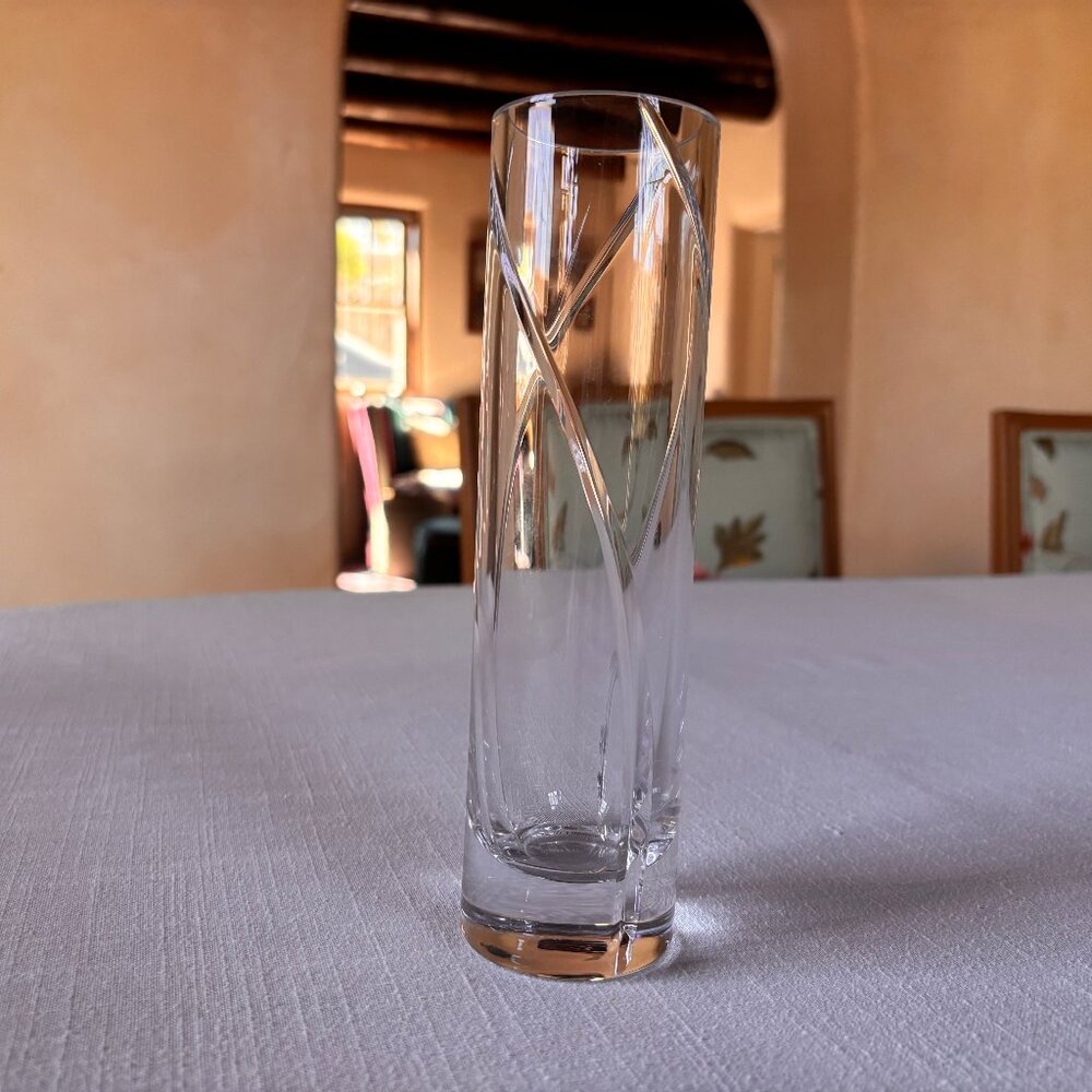 Tiffany And Co. 8" Optic Swirl Crystal Bud Vase